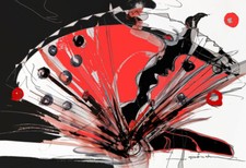 Tableau, peinture, idée cadeau, danseuse, flamenco, Espagne, éventail, abanico