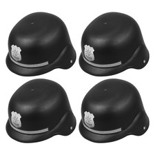  Casque de police britannique 4 pièces : casquette de police anglaise noire,