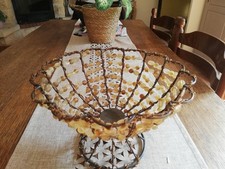 Corbeille à fruits vintage Perles  Et Metal. Travail Artisanal. 