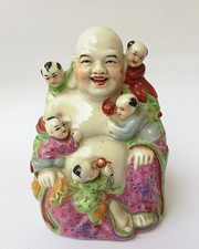 Vintage Bouddha rieur en porcelaine Chine Ho-Ho . Putaï