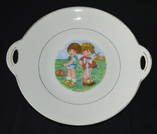 Ancien plat tarte gâteau LUNEVILLE KG enfants Hésitation parlant 30 cm vintage