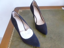 ELEGANTS ESCARPINS MINELLI CUIR DAIM BLEU MARINE POINTURE 35 MODELE NEUF