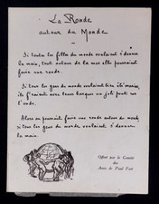 Paul FORT, Poète - POÈMES AUTOGRAPHES SIGNÉS A Jacques HEUGEL