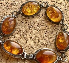 Bracelet Ancien Ambre Argent 