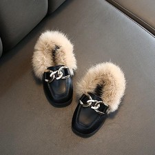 Chaussures à sol en peluche noire pour enfants automne hiver taille 23...