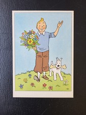 Tintin rare Carte Postale allemande Tim und Struppi années 50 état neuf Bouquet