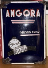 Rare Plaque Émaillée Montres Angora