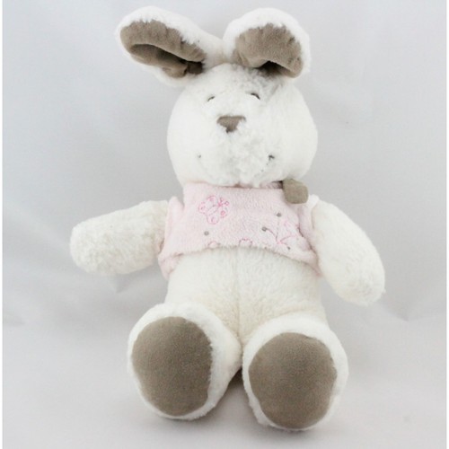 Doudou lapin blanc gris - , beige