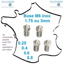 buse M6 inox V5/V6 extrudeur imprimante 3D print nozzle 0.25 0.4 0.6 0.8