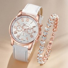 Montre Ensemble Strass Bracelet Femme Cadeau or Rose Mode Montre-Bracelet GB