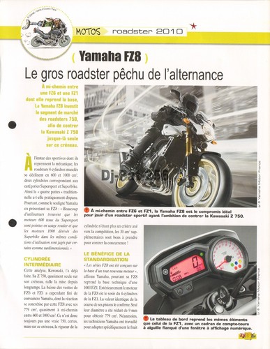 Fiche moto yamaha 800 fz8 - fiche,