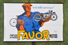 EXCEPTIONNELLE affiche revendeur ancienne originale 1937 moto et cycle FAVOR