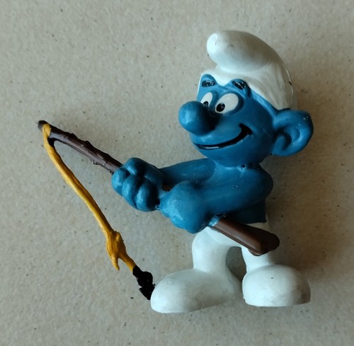 Figurine schtroumpf pêcheur - figurine,