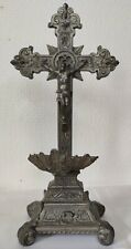 Rare Ancien Crucifix Avec Bénitier H 29,5 Cm Objet De Dévotion Début XXème...