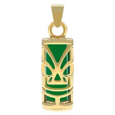 Pendentif Tiki en Plaqué Or 18 carats et Agate - Chaîne en Option - Mixte