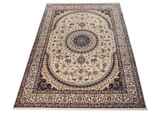 Tapis Persan Naïn 6La 375 X 271 CM avec Soie Noué à la Main Signé Beige