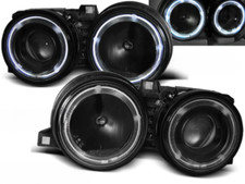 Paire de feux phares BMW serie 3 E30 82-94 angel eyes noir