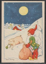 CK017 artist signed DWARF PIG MOON STARS SNOW small format