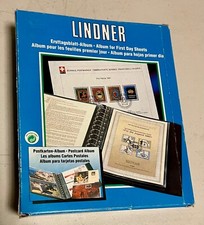 ALBUM AVEC 20 FEUILLES LINDNER NEUF POUR ENVELOPPE CARTES POSTALES BILLETS