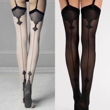 Bas sexy couture FIORE VANITY 40 DEN pour porte jarretelles Lin ou noir T2 T3 T4