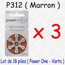 18 piles auditives : MARRON P312 ( = 3 blisters )