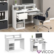 Bureau Vicco Keno, blanc, table de bureau, table de travail, bureau informatique