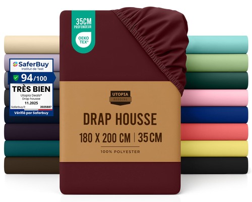 Drap Housse - Bordeaux, 180 x
