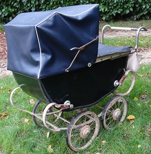 LANDAU 2 places 1940 suspension capote pliante sellerie artisanale restauré FRAN