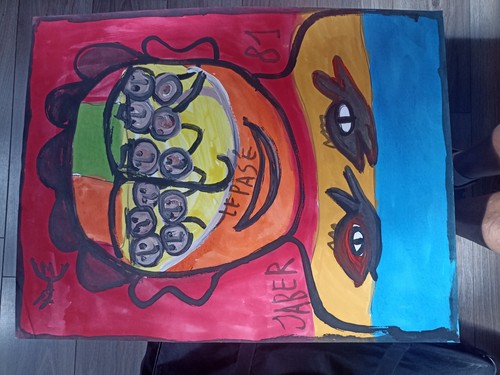 Peinture art brut - brut, portrait