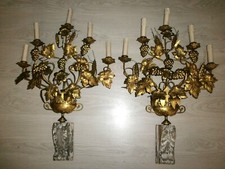 PAIRE de decoration mural AUTEL/bouquet/STYLE GOTHIQUE/XIXème/CUIVRE BOIS/H.80cm