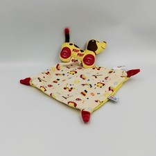 Doudou plat chien jaune rouge mouchoir FISHER PRICE - 30186