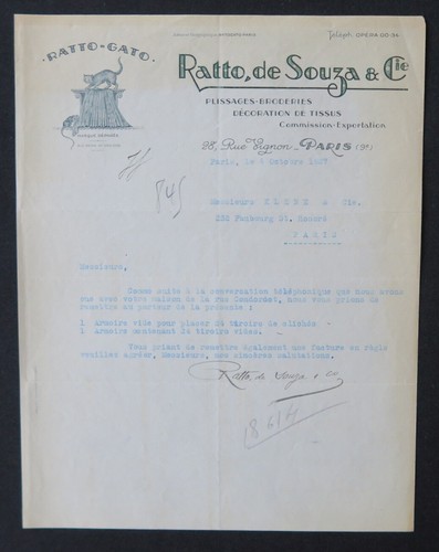 Facture paris 1927 ratto gato - facture,