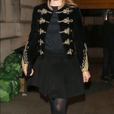 ZARA BLACK VELVET MILITARY