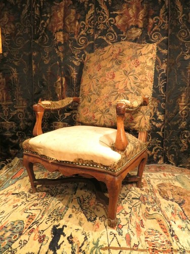 Ancien large fauteuil dossier - ancien,