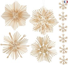 Anstore Lot de 14 étoiles en paille - Pendentif en paille pour sapin de Noël