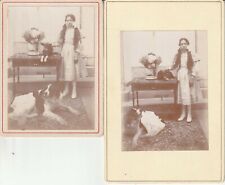 LA PETITE FILLE AUX CHIENS AMOUR FIDÈLE PHOTO vers 1890 10 X 8 cm DOG HUND CHIEN
