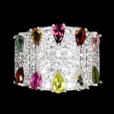 Bague En Argent Sterling 925 Avec Pierre De Tourmaline Poire 5x3mm Cz Bijoux 8