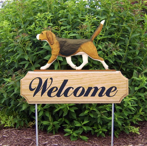 Panneau bienvenue beagle en - panneau,