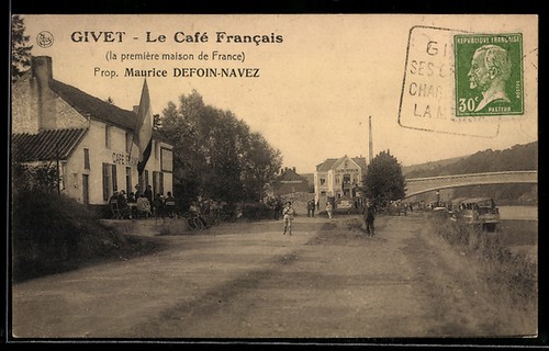 Cpa givet café français - le,