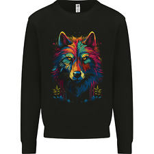 Sweat À Capuche Pour Hommes Avec Un Visage De Loup Fantaisie Coloré