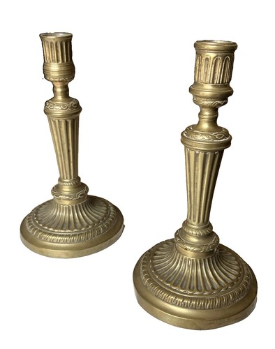 Paire bougeoirs anciens - paire,