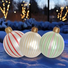 3 boules de Noël gonflables style vintage PVC déco vacances pour jardin