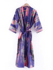 Femme Vintage Soie Sari Kimono Peignoir Robe de Nuit Caftan Plage Couvrant