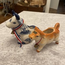 vintage  2 Pot pichet a lait cremier ceramique forme vache  cloche