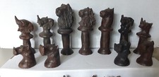 Jeux échecs Roy Lion 11 cm animaux africain sculptés main 30 pièces.