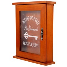  Armoire à clés murale en bois décorative avec porte panneau et sculptures de