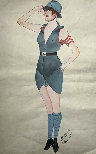 Curiosa femme soldat aquarelle - femme,