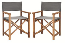 Paire Chaises Metteur en Scène Bois Terrasse Jardin 58x50x84,5 H Noir 348v