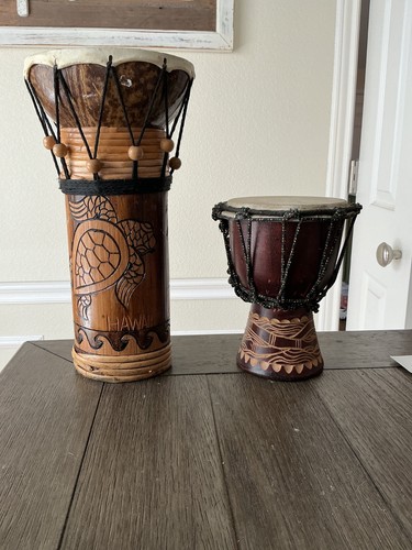 Two african djembe drums - djembe,