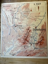 Ancienne carte scolaire murale Rossignol l'Est le Nord France